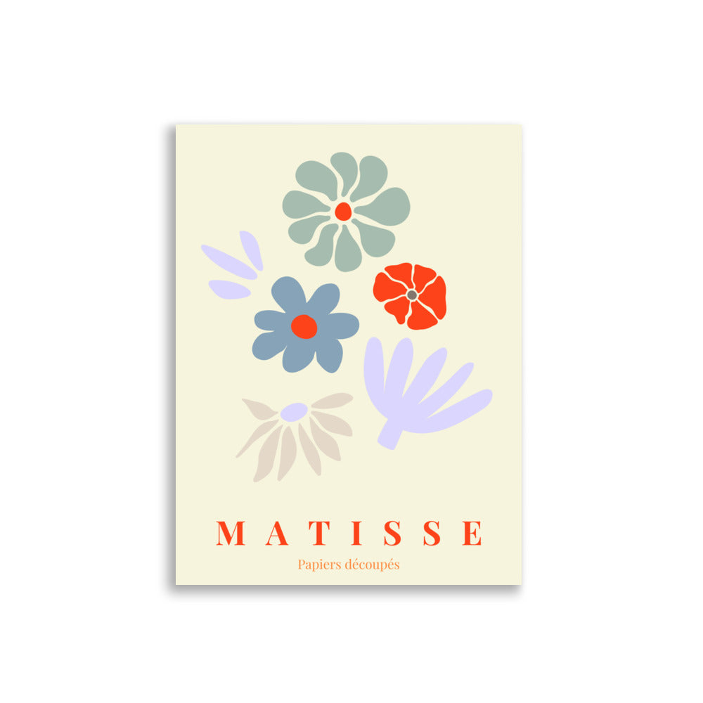 Matisse plakat med blomster i blå og røde nuancer