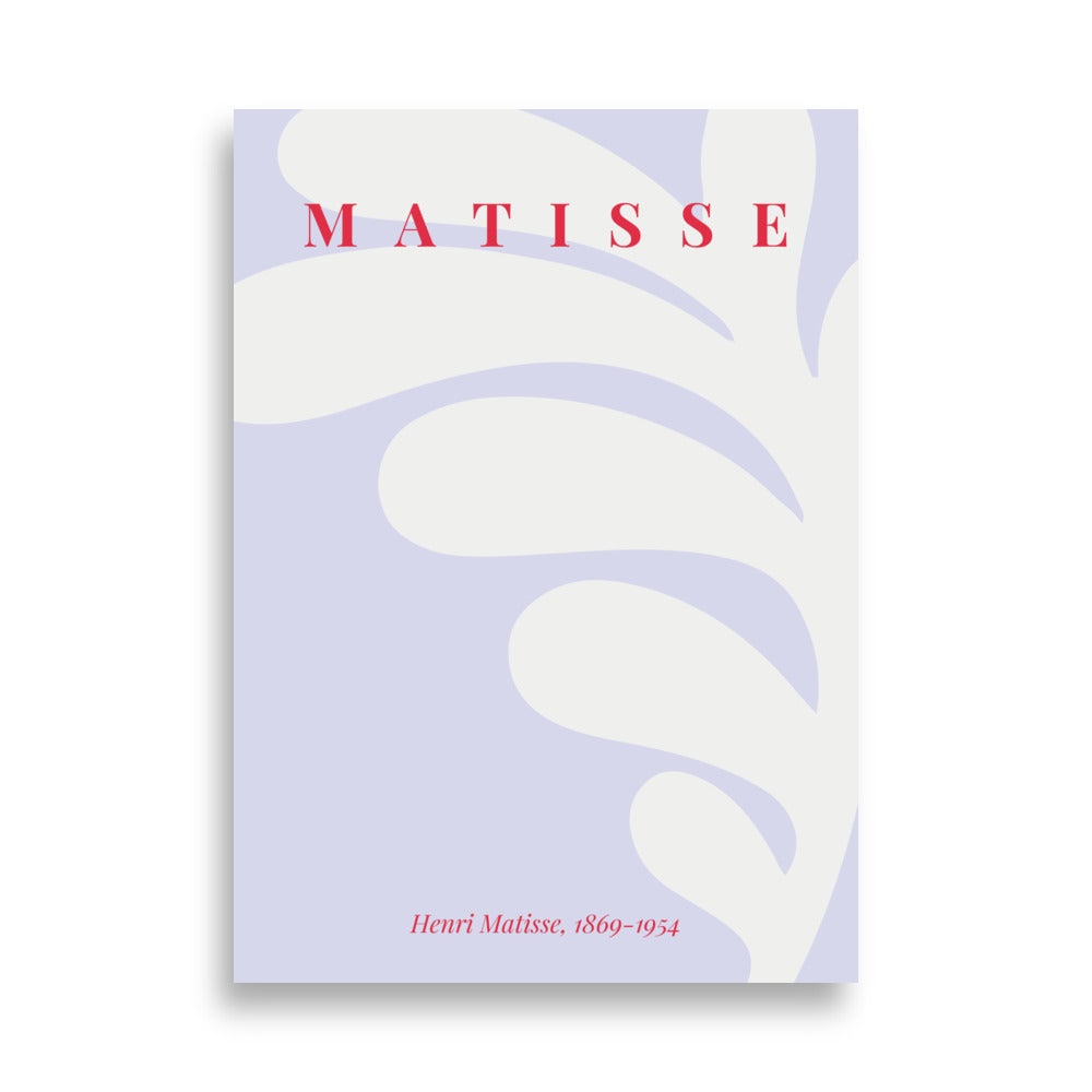 Lilla moderne matisse plakat med rød tekst og plante i minimalistisk design 50x70 cm