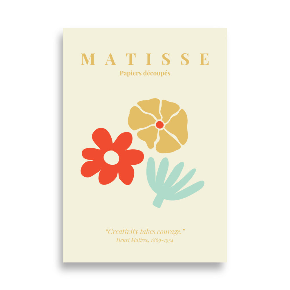Lysegul matisse plakat med farverige blomster 70x100 cm
