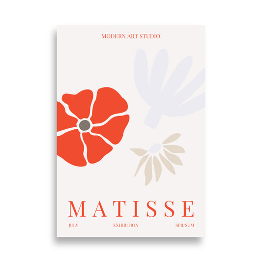Røde og lilla blomster inspireret af den franske kunstner Henri Matisse